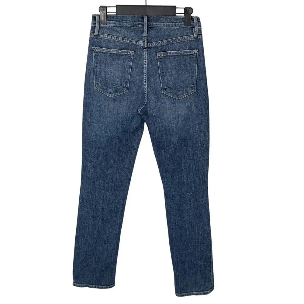 FRAME Le High Straight Jeans‎ in Broadway Medium Distressed Wash Size 28
